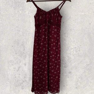 NWT No Boundaries Burgundy Floral Dress Fall Silky Women’s XS